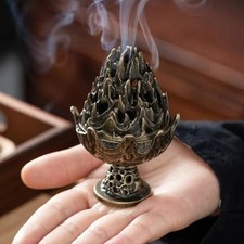 Vertical Incense Burner Mini Alloy Hollow Holder Metal Home Desk Decor