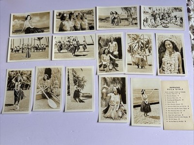VINTAGE HAWAIIAN HULA GIRLS 14 Snapshots ~ 1950s ~ READ DESCRIPTION