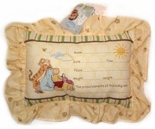 Embroidered Winnie the Pooh 13" Keepsake Birth Certificate Announcement Pillow