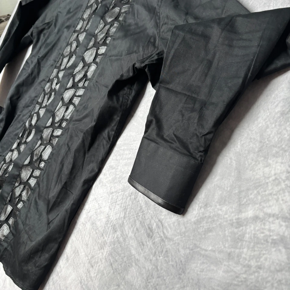 Barabas Men's Black Dress Shirt Metallic Pattern Club Party Fashion Size L - Image 3 of 4