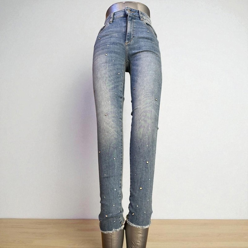 DL1961 Florence Cropped Instasculpt Skinny Jeans W23 Blue Fulton Diamante BNWT