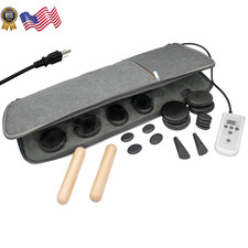 Massage Stones Set with Warmer Kit Hot Rocks Bamboo for Massage for Home Use NEW
