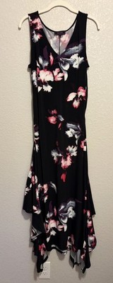 C Wonder by Christian Siriano Jersey Knit Shirred Tank Dress Black/Pink Floral