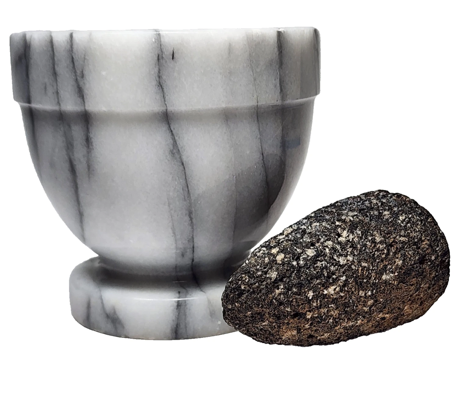 Vintage Heavy Marble Mortar & Lava Rock Pestle Kitchen Grind Spices Crush Pills
Opens in a new windo