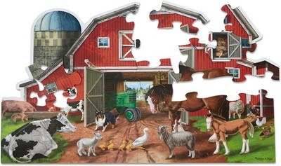 Melissa & Doug Busy Barn Shaped Jumbo Floor Puzzle (32 Pieces, 2 x 3 Feet), Jigs