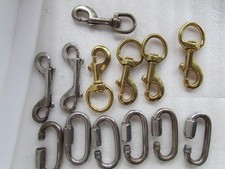VINTAGE BRASS SWIVEL SNAP HOOKS SWIVEL HOOKS AND CARIBINERS LOT OF 13