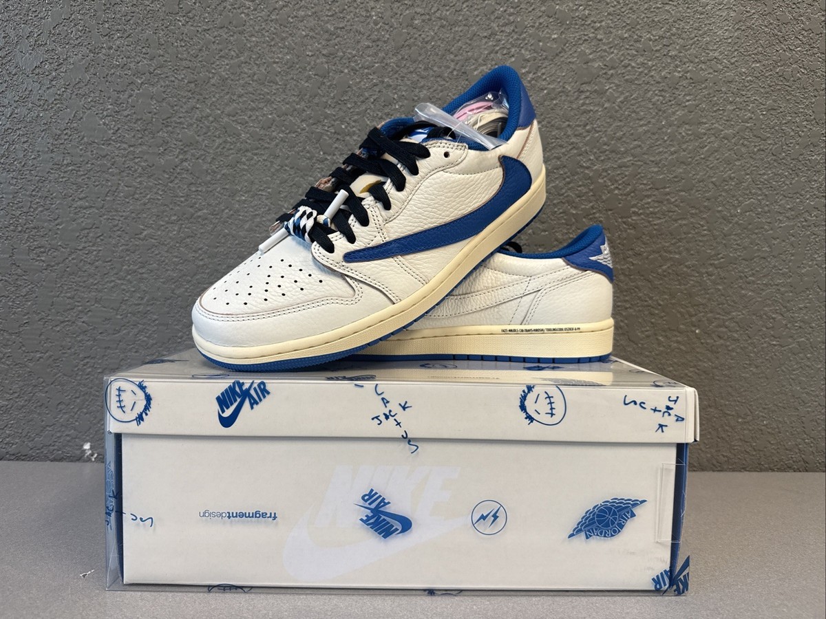 Air Jordan 1 Low OG SP Fragment x Travis Scott Sail Military Blue
