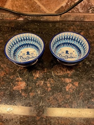 Don Julio Salsa Bowls Don Julio 1942 Tequila Blue & White 3'' Set Of 2