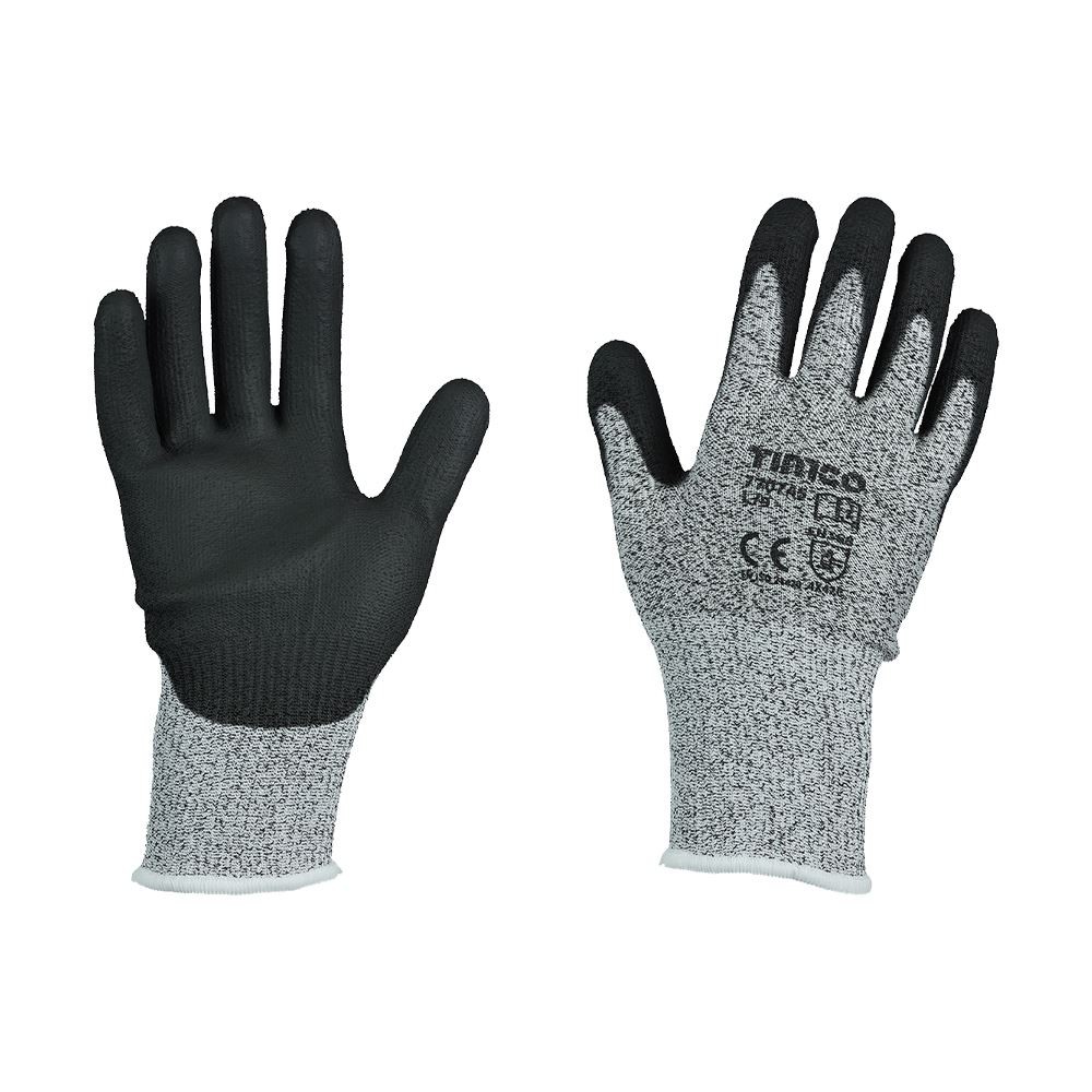 Timco - High Cut Gloves - PU Coated HPPE Fibre with Glass Fibre (Medium-1 Each)