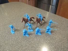 8 VINTAGE MARX FORT APACHE PLAYSET LIGHT BLUE COLOR FORT DEFENDERS