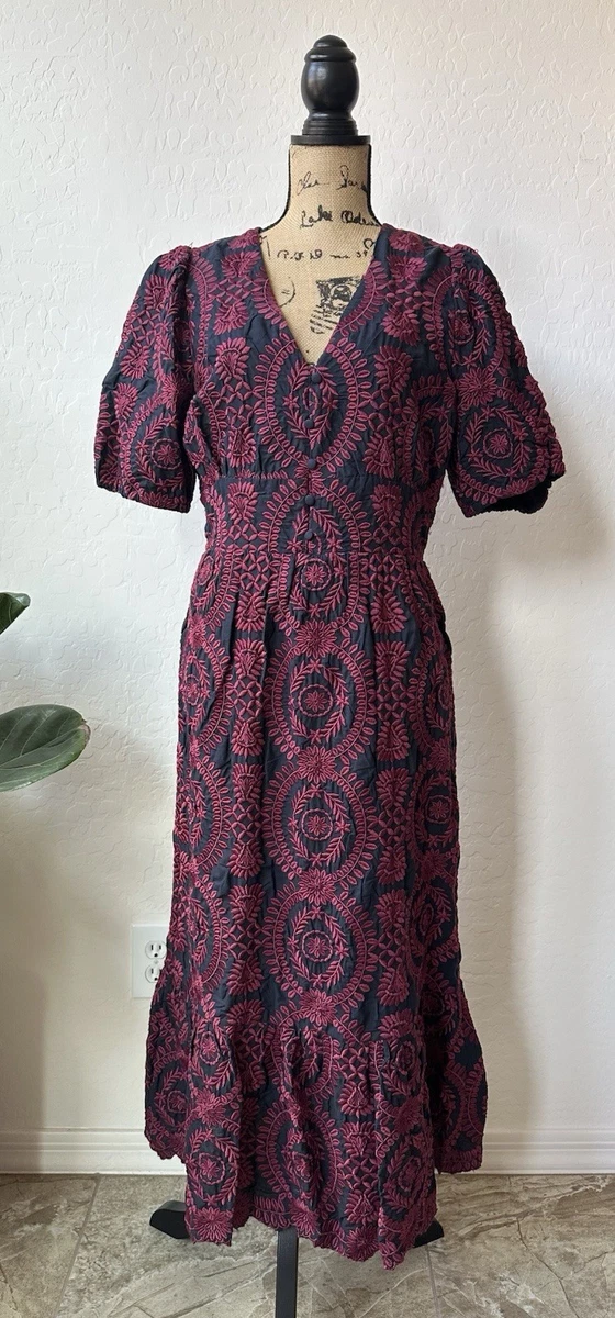 adelyn rae luisa embroidered midi dress Luisa Embroidered Cotton Midi Dress (Women)