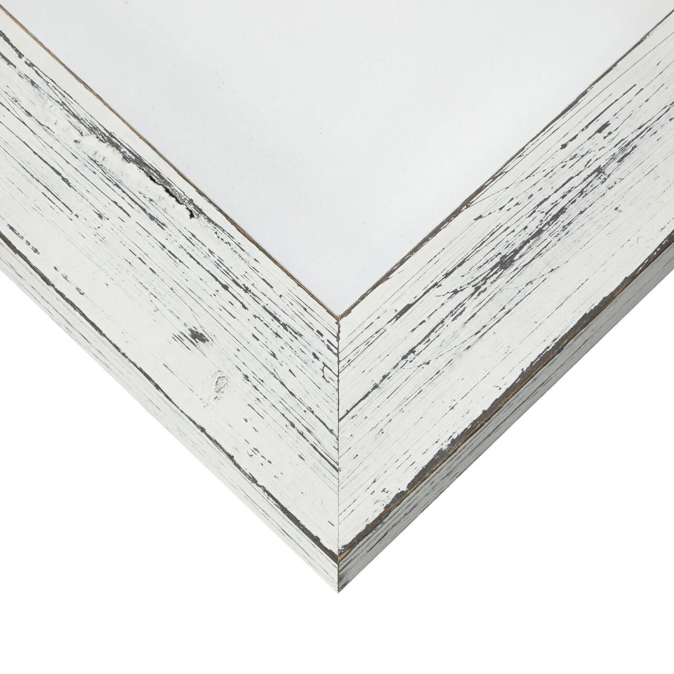 Jasper, 1.25" Wide Rustic Marshmallow White Picture Frame With White Mat - Image 4 of 4