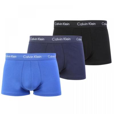 Calvin Klein 100% Authentic Herren Boxershorts Trunks - 3er Pack Blau/Navy/Schwarz