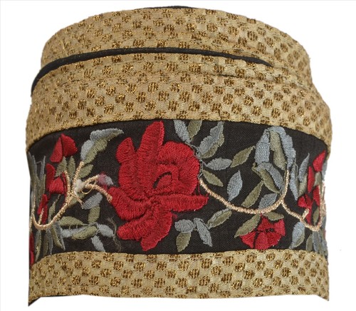 Sanskriti Vintage Saree Border Embroidered Craft Trims Floral Lace 1Yd Black - Picture 7 of 8