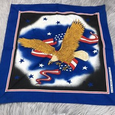Vintage Red White Blue Black Made Usa Eagle Americana Bandana