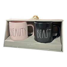 Rae Dunn "BEAUTY" & "BEAST" Coffee Mug Set