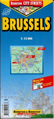 Map of Brussels, Belgium, folded & laminated by Berndtson Map