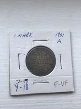 90% Silver 1 Mark Germany Coin 1901 A