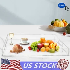 18.9" x 18.9" Acrylic Serving Tray Clear Decorative Tray Organizer Coffee Table