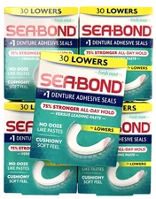 Sea-Bond Denture Adhesive LOWERS 30 ct ( 5 boxes ) MINT green