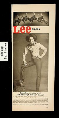 1956 Lee Rider Clothing Men's Pants Vintage Print Ad 9092