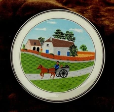 Villeroy & Boch ~ Design Naif "To Market" ~ 6-1/2" Round Tea Tile / Trivet ~ EUC