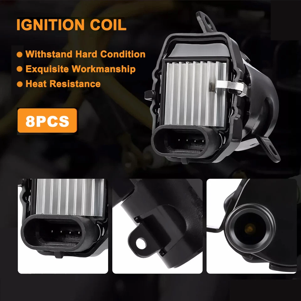 8Pack Ignition Coil+Spark Plug+Wires set For Chevy Silverado 1500 2500 GMC UF262 - Изображение 4 из 4