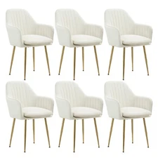 Velvet Dining Chair with Fabric Accent Arm Chairs Set of 4/6 Living Dining Room