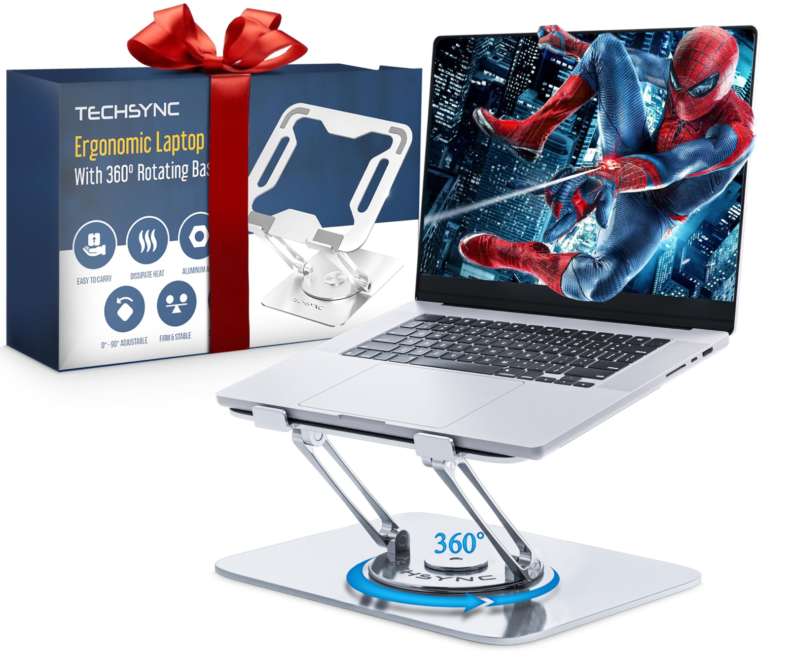 360 Rotating MacBook Stand, Ergonomic Laptop Stand for Desk Adjustable Height...
