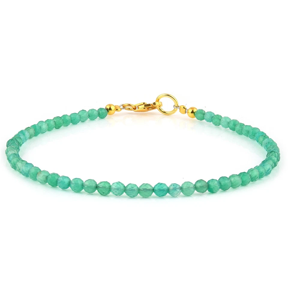 Natural 3mm Facetado Verde Onix Cuentas Redondas Cadena Mano Pulsera Mujer Joyas - Imagen 4 de 4