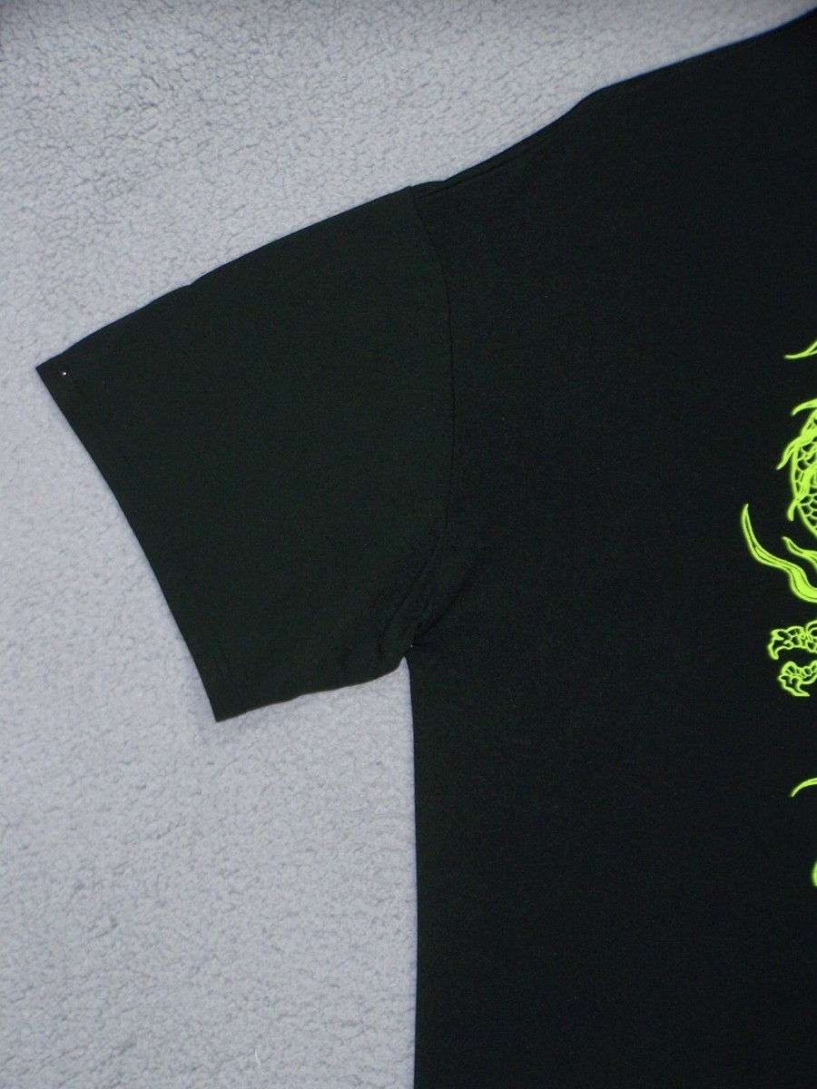 Dragon Shirt Adult Large Black Graphic Japanese Green Dragon Short