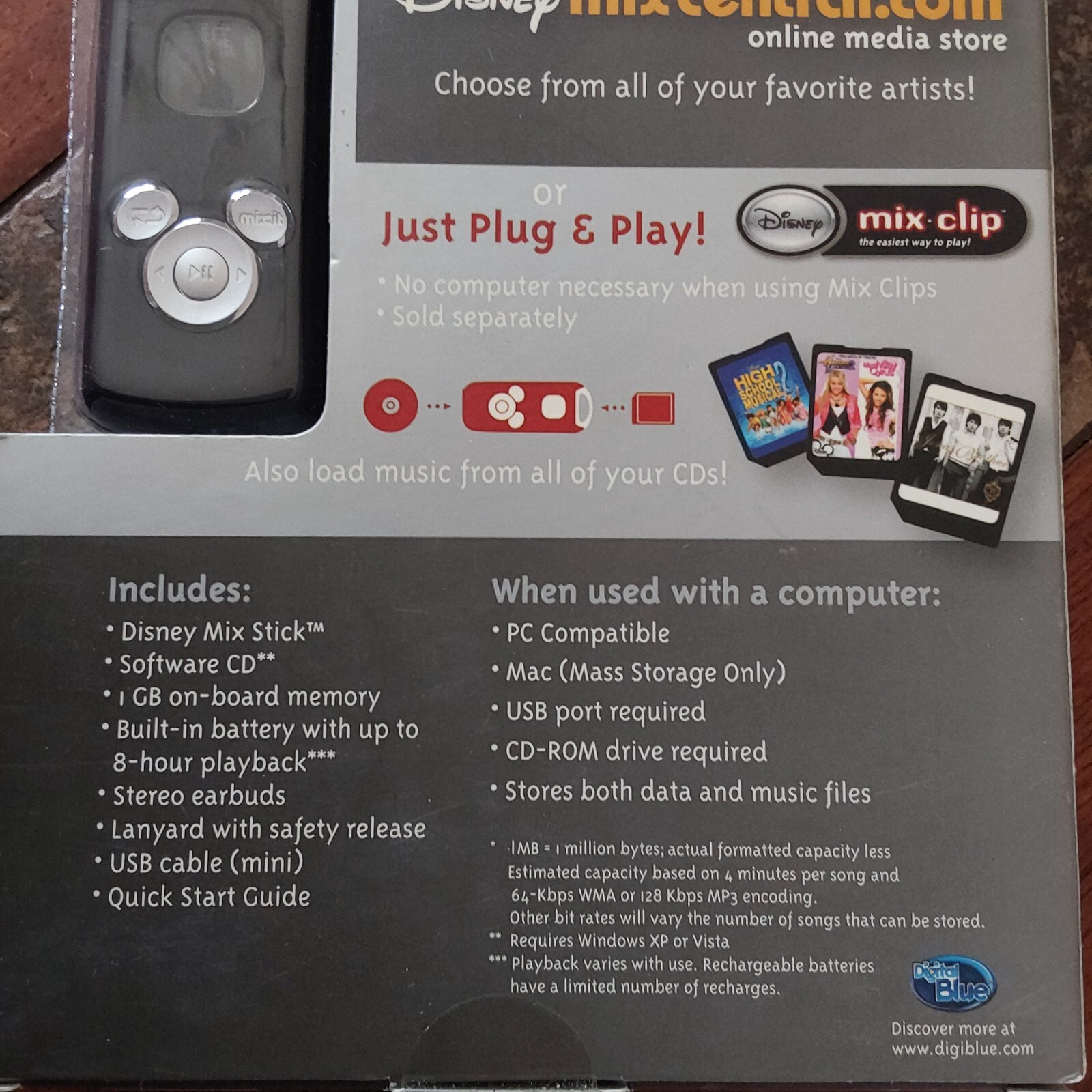Disney Mix Stick Jonas Brothers Digital Music Player 2008 Holds 500 song 1GB New
