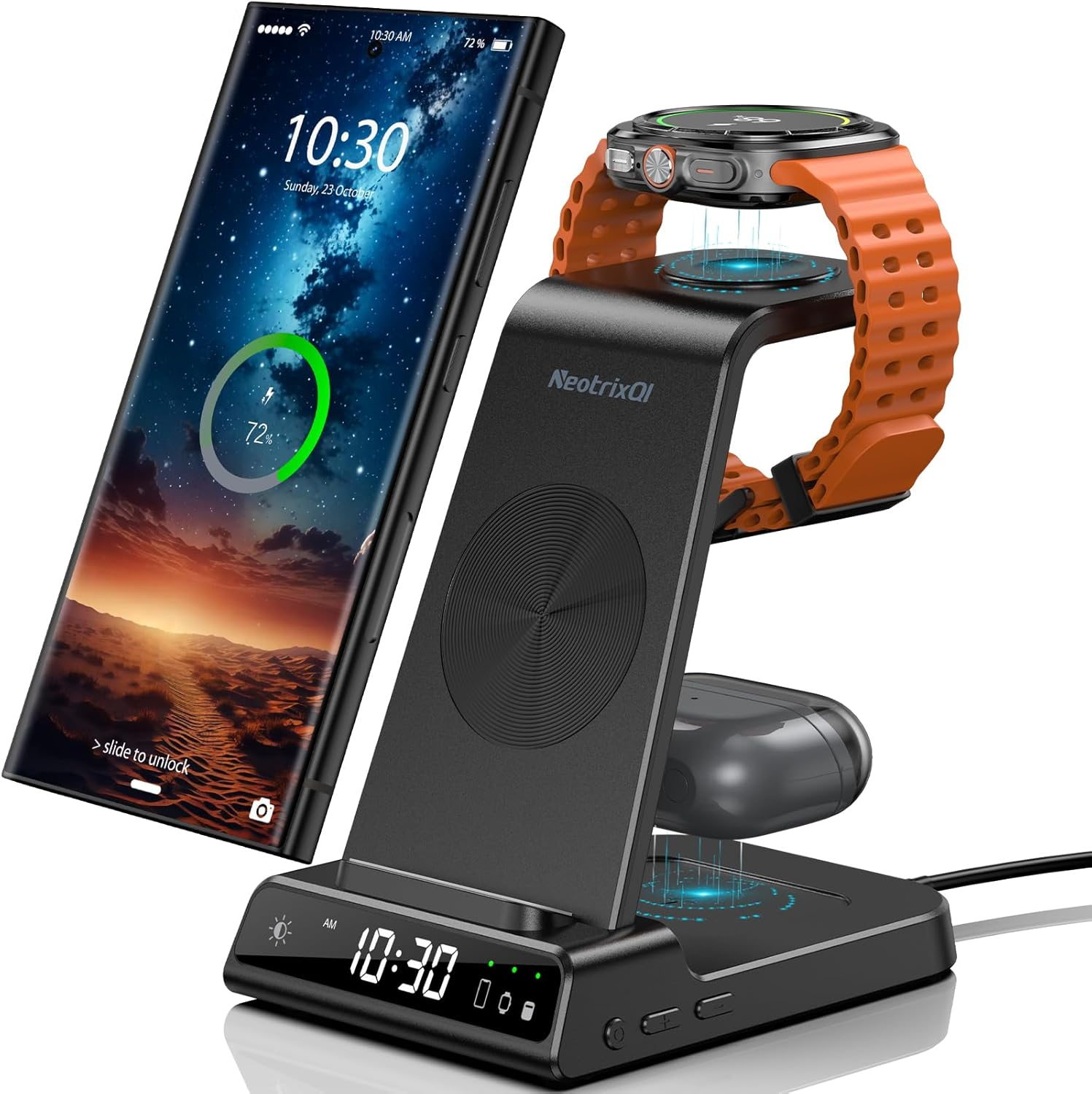 3-in-1 Wireless Charging Station for Samsung & Android Phones-image