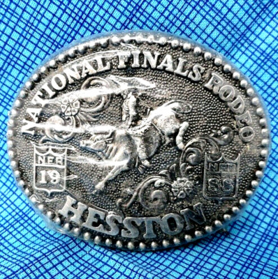 PRCA Hesston NFR Rodeo Bull Riding Dress Belt Buckle NOS Vtg 80s         .CVB066