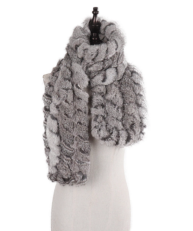 New Winter Warm Fur 100% Real Rex Rabbit Fur Collar Scarf Shawl Neck Warmer  - Image 2 of 4