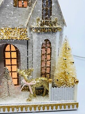 Cody Foster Christmas Light Up House, Glitter House, Winter Cottage,  #HOU-348