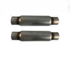 3.0 In Out Universal Glass Pack Exhaust Resonator Muffler 4round Body A Pair