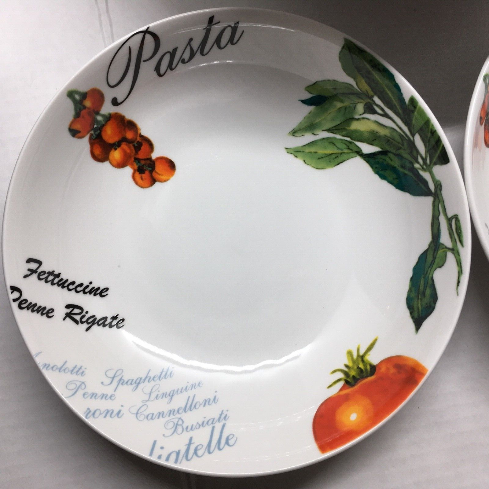 Hampton Home Pasta Serving Bowl & Individual Bowls (4) Tomatoes and Basil