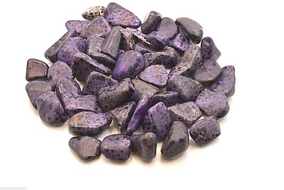 Three Purple Dalmatian Jasper Tumbled Stones 20-25mm Healing Crystals Violet Ray