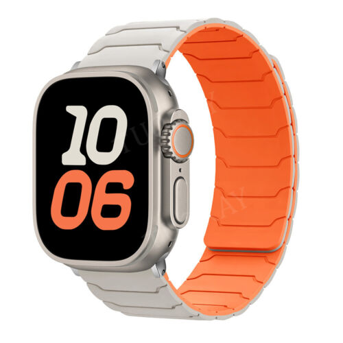 Für Apple Watch Series 10 9 8 7 6 5 SE 4 Ultra 2 38-49mm Magnet Silikon Armband - Bild 6 von 35