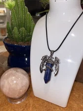 Healing Crystal  Lapis Azuli Pendant - Dragon Crystal Necklace