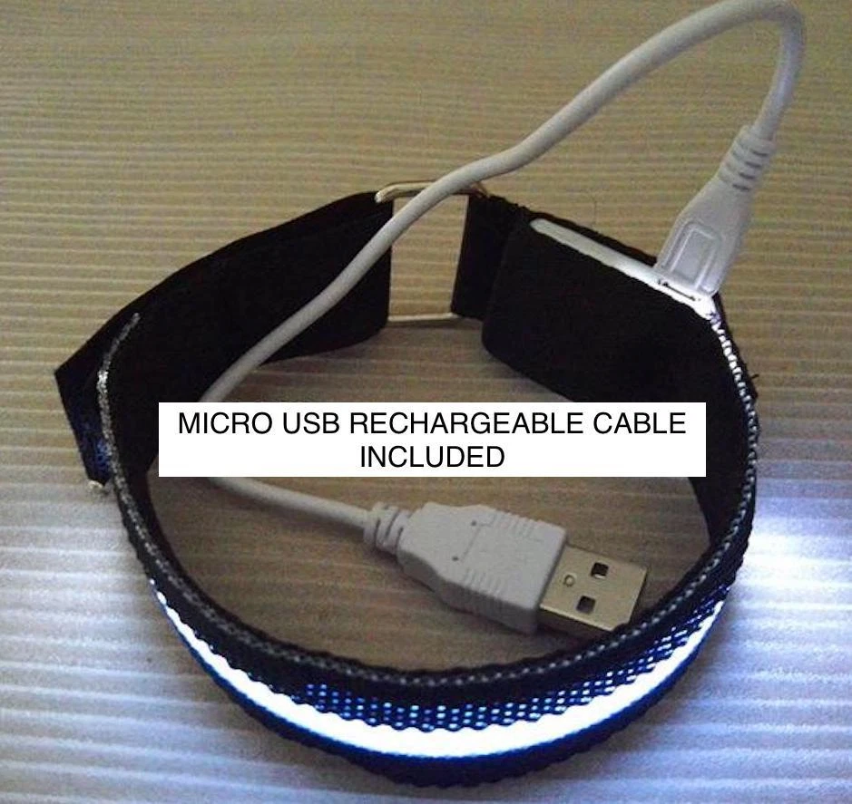 PULSERA LED RECARGABLE BRAZALETE TOBILLO Luz Noche Seguridad Correr Caminar Bicicleta Foto 4 de 4