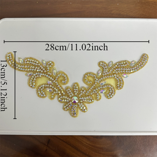 1pcs Wedding Dress Appliques Decor Iron on/sew on Patches Material Multi-color - Picture 5 of 8