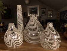 antique NAILSEA glass collection vases 39cm, 29.5cm & 2 x 22cm high