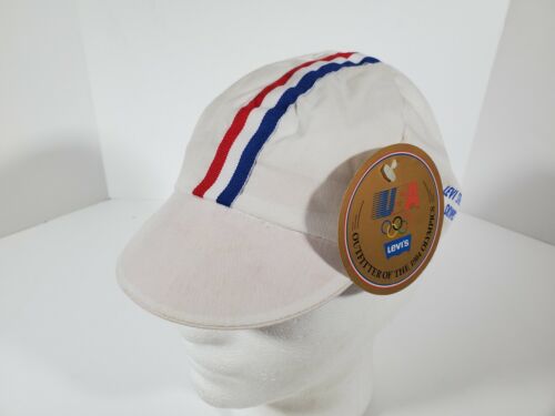 Vintage Levi's 1984 Olympics Men's Striped Team USA American Cycling Racing Hat - Picture 1 of 8