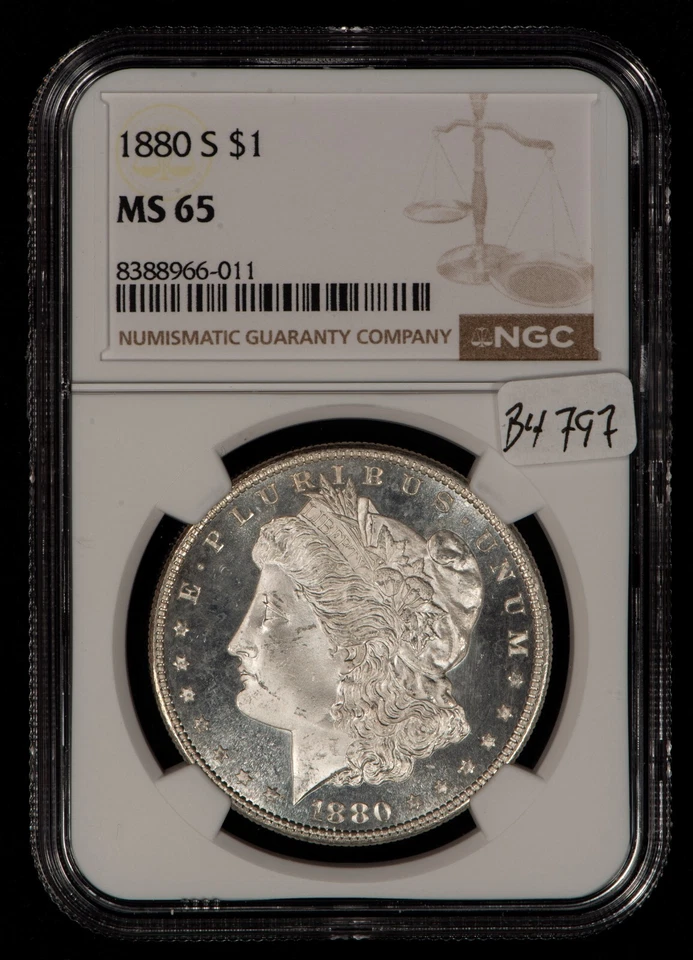 1880-S $1 Morgan Dollar - Looks DMPL Obv - Looks 66 - NGC MS 65 - VIDEO - B4797 - Image 2 of 4