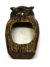 Vintage Ceramic Owl Ashtray Pottery Great Horned Owl Brown