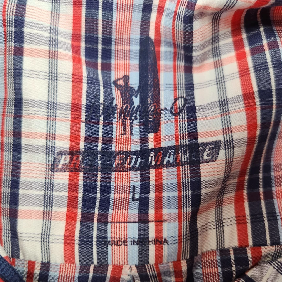 Camisa Johnnie-O Performance Para Hombre Grande Nylon Bambú Cuadros Preppy Roja Azul Blanca Foto 3 de 4