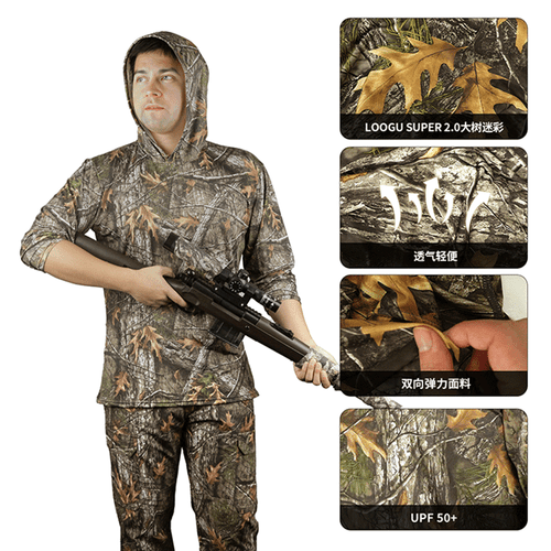 Outdoor Camouflage Sunscreen Hoodie Fishing Hiking Watching T-shirt. - Picture 10 of 24