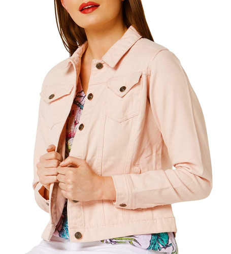 NEW Plus Size 16 18 20 10 12 14 Denim Jacket Women Jean Jackets Ladies Pink - Picture 1 of 4